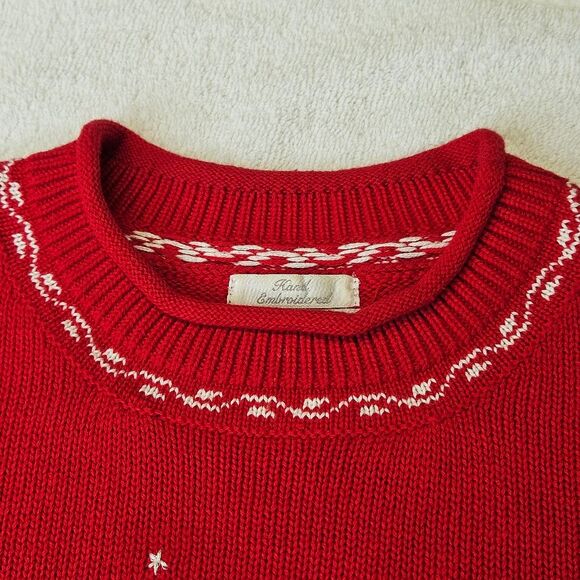 Christopher & Banks Red Snowman American Flag Pullover Knit Christmas Sweater - Picture 4 of 10